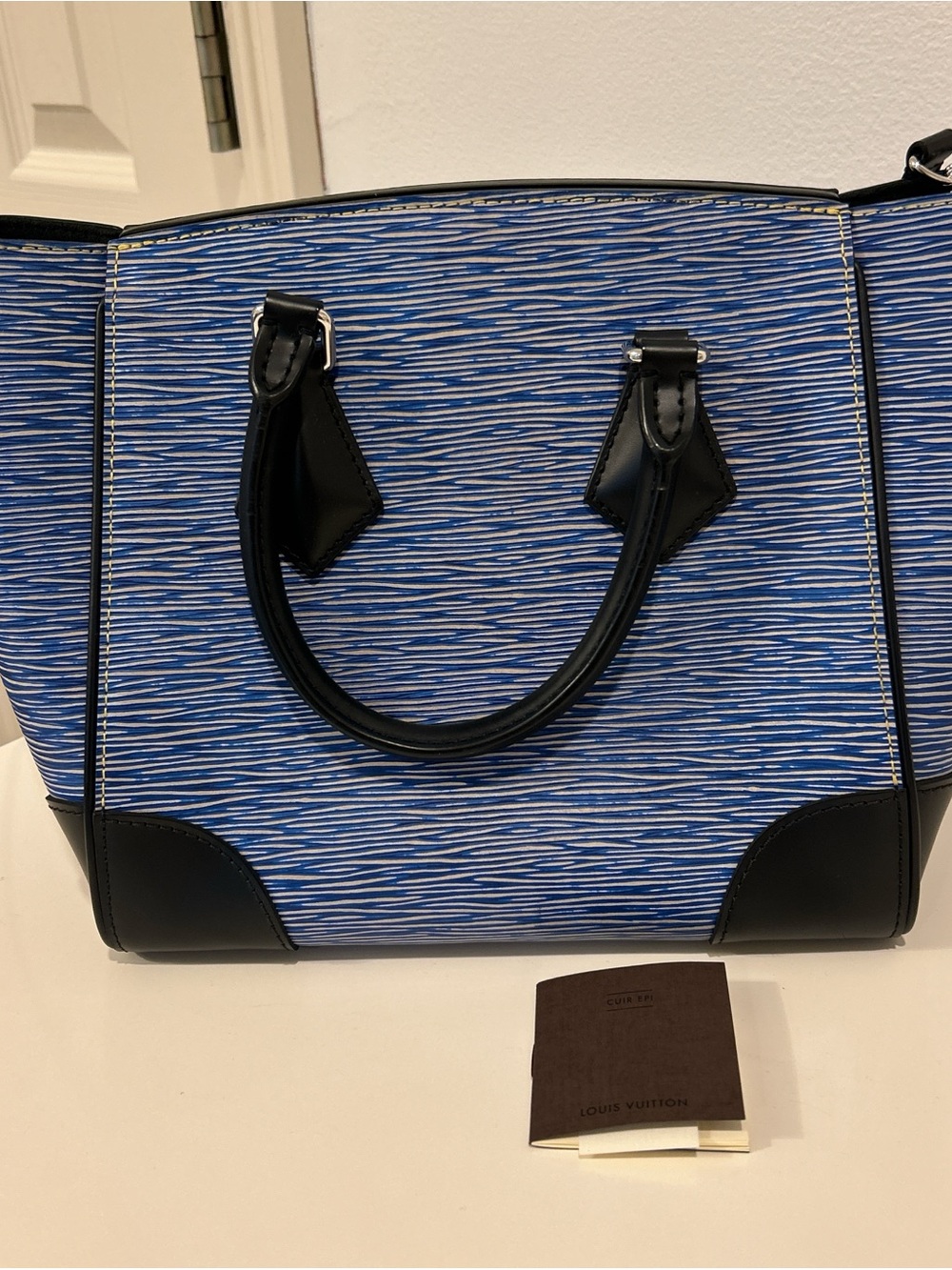 Louis Vuitton Blue and Black Epi Leather Tote